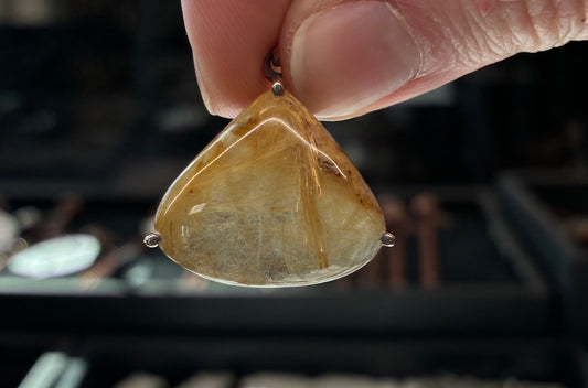 Golden Yellow Rutilated Quartz Pendant with sterling silver