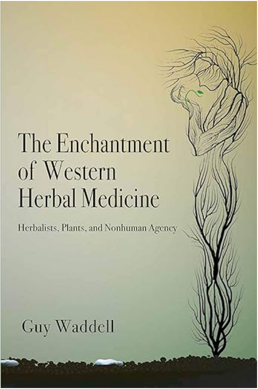 beige cover of Enchantment of Western Herbal Medicine with abstract human plant