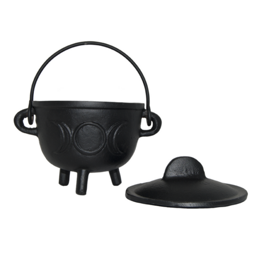 Cauldron Cast Iron Tri Moon with Lid 4.5 Inch