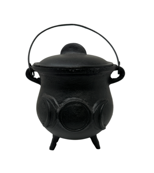 Cauldron Cast Iron Triple Moon 8 inch with Lid