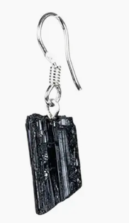 Earring Tourmaline Black Raw Crystal