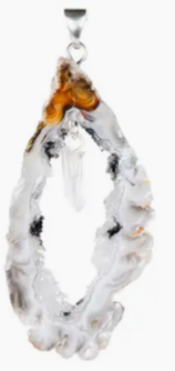 Pendant Geode Slice Quartz Clear