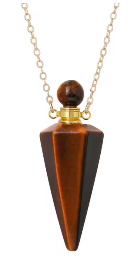 Necklace Pendulum Bottle Tiger Eye gold