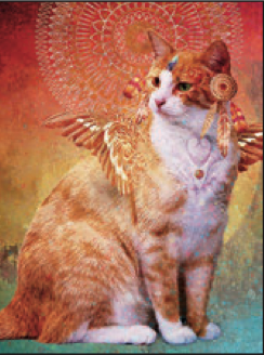 Greeting Card Cat Wings Birthday