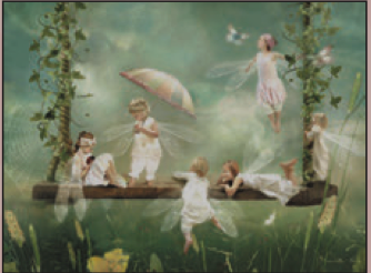 Greeting Card Fairy Children Swing Birthday