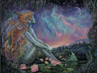 Greeting Card Mermaid Northern Lights Birthday