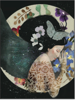 Greeting Card Fairy Sleeping on the Moon Birthday