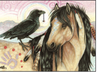 Greeting Card Horse Raven Friend Birthday