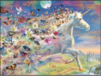 Greeting Card Unicorn Butterflies Flow Birthday