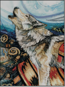 Greeting Card Wolf Howling Birthday