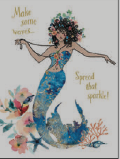 Greeting Card Mermaid Floral Birthday