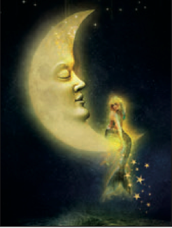 Greeting Card Crescent Moon Mermaid Friendship