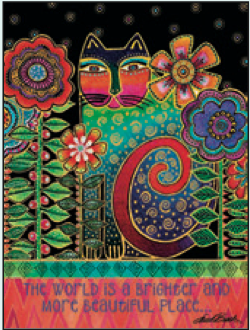 Greeting Card Cat in the Flowers Friendship