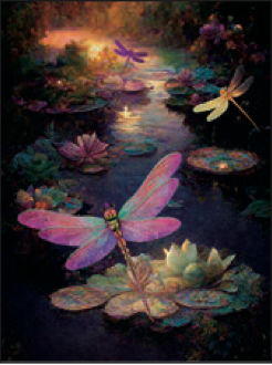 Greeting Card Dragonfly Lily Pond Encouragement