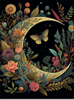Greeting Card Crescent Moon Butterfly Night Inspiring Words