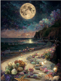 Greeting Card Full Moon Beach Inspiring Words