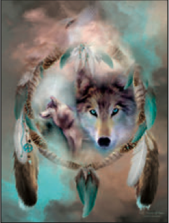 Greeting Card Dreamcatcher Wolf Inspiring Words