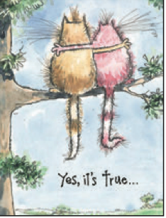 Greeting Card Two Cats on a Limb Friendship