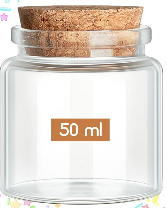 Jar Clear 50 ml Square with Cork Lid