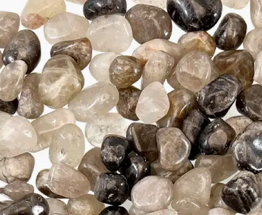 Quartz Smoky Tumbled on white background