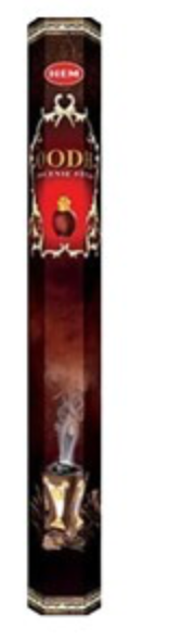 Hem incense stick packaging with smoke effect on a white background