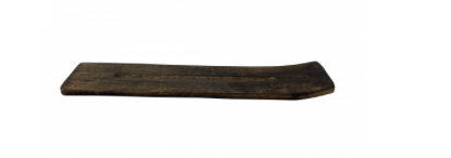A dark brown wooden incense burner, shown against a plain white background.