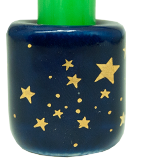 Candle Holder Chime Blue Stars Gold
