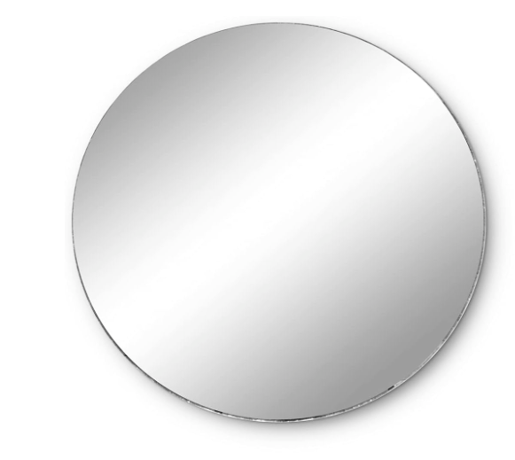 A round wall mirror with a thin metallic frame, shown against a plain white background.