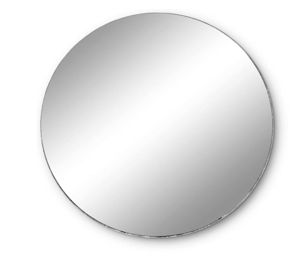 A round wall mirror with a thin metallic frame, shown against a plain white background.