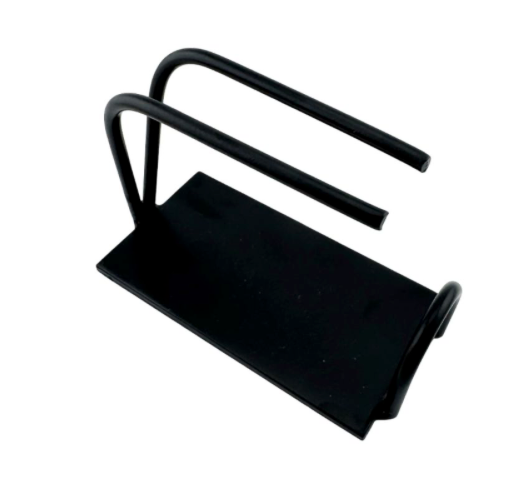 Black metal bracket on a white background