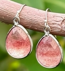 Earring Strawberry Quartz Stone Tear Drop Dangle
