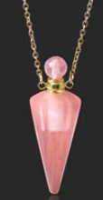 Necklace Pendulum Bottle Strawberry Quartz Bronze