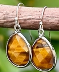 Earring Tiger Eye Stone Tear Drop Dangle
