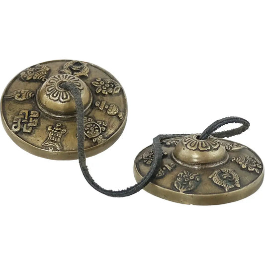 Bronze Tingshas with symbols