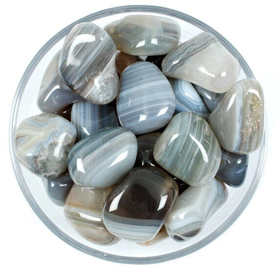 grey, white, blue, brown, stones with striations