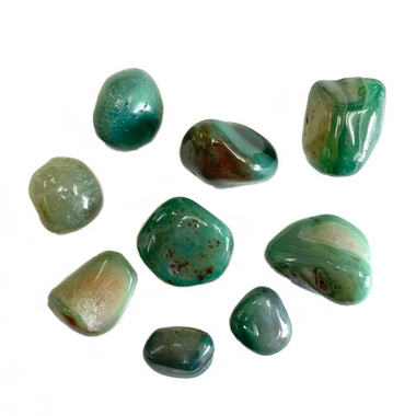 green, white, and brown banded stones