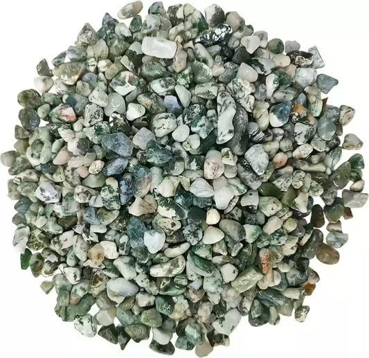 Small chips of white and green swirled stones