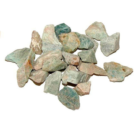 greenish blue raw stone with yellow and white inclusions