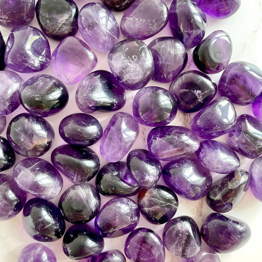 purple, violet, and lavender, smooth tumbled stones