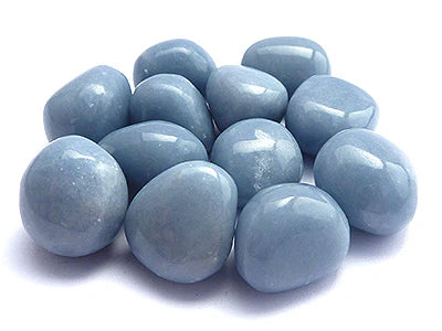 light blue shiny polished stones