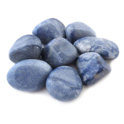 blue and white smooth tumbled stones in varying shades and natural shapes