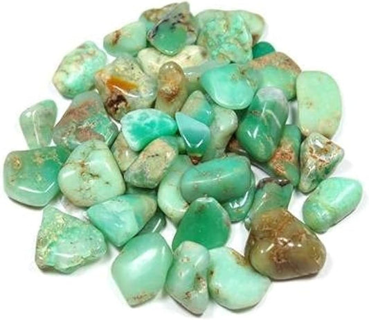 small pieces of tumbled bluish green stones in various sizes and shades