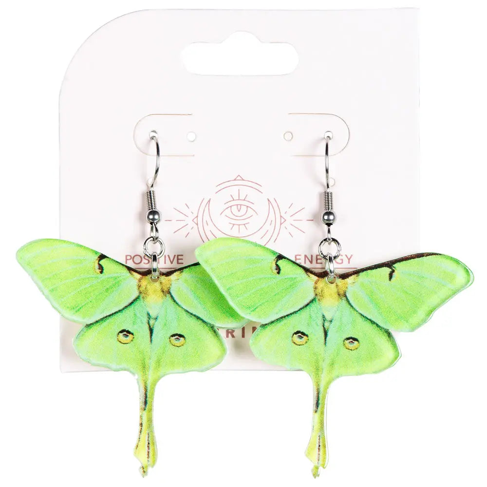 Earring Moth Green Acrylic Dangle