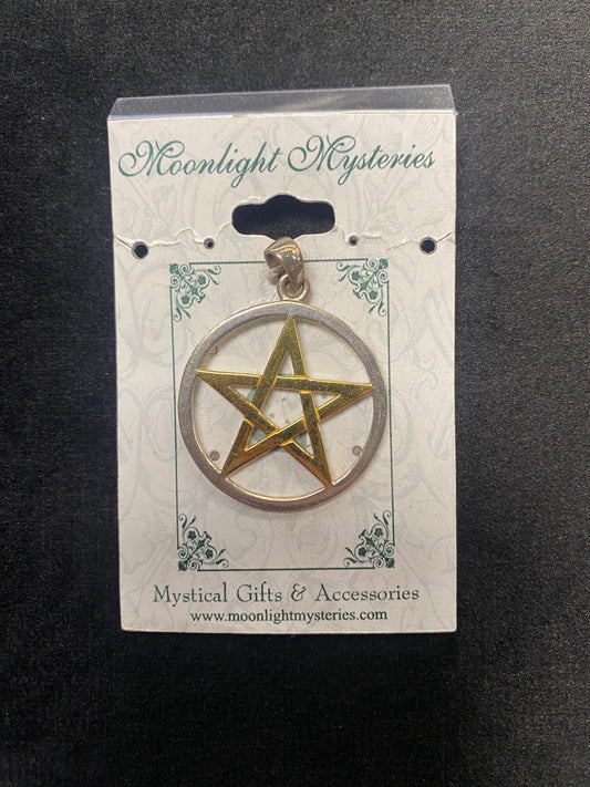 Pendant Pentacle Gold Plated & Silver