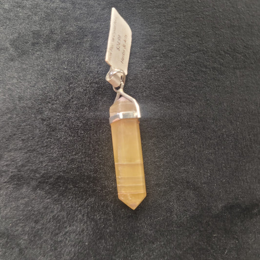 Pendant Yellow Fluorite Crystal Point Lg (BR6)