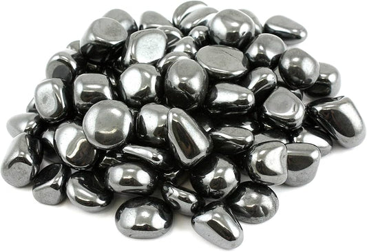 very reflective tumbled metallic silvery-grey stones