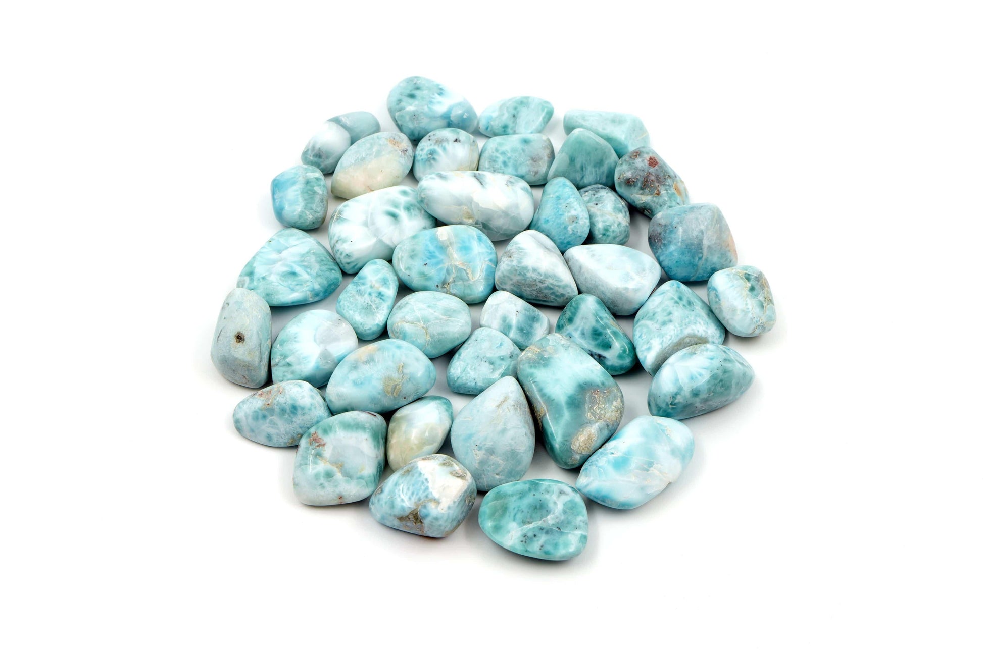 Blue and white smooth tumbled stones