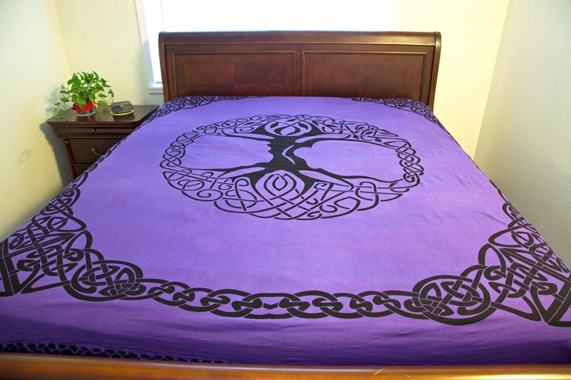Tapestry Celtic Tree Purple Black