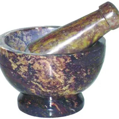 Mortar and pestle, brown marble